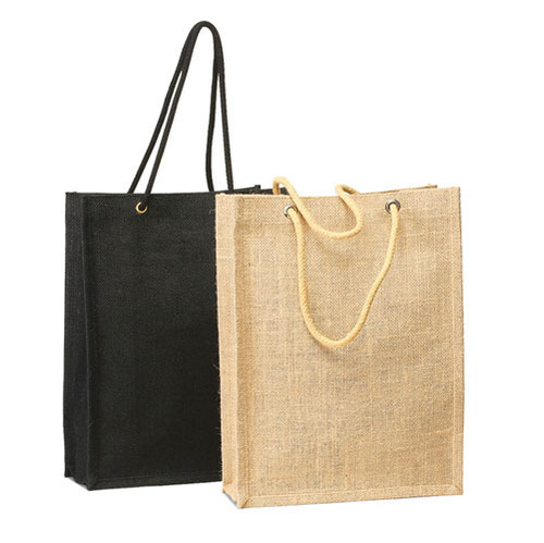 Plain Jute Shopping Bag With Rope Handle, 40 cm, Size: 40 X 34 X 12 cm