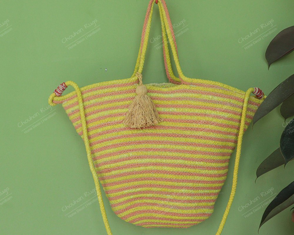 Colourful Cotton Shopping Bag Stylish Jute Bag, Fashionable Women\'\'s Handbag