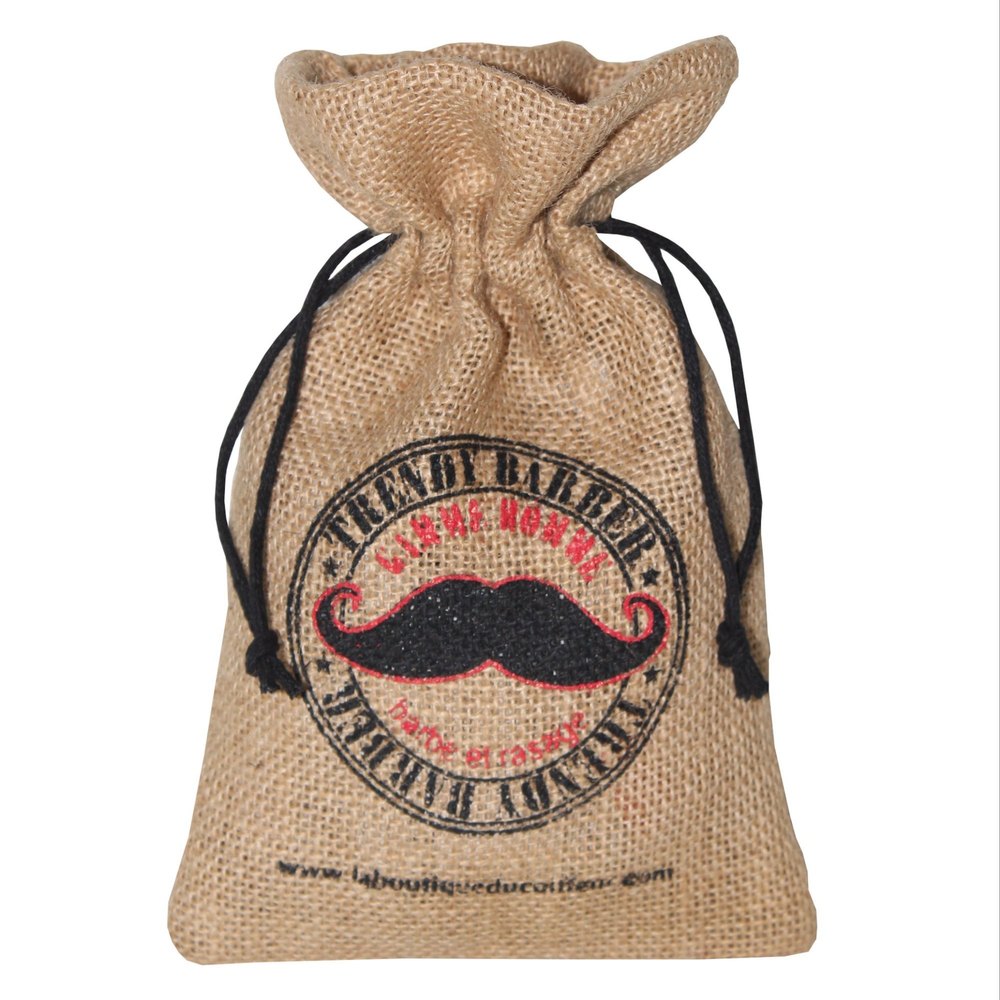 Natural Printed Pouch Jute Drawstring Bag, Size: 21 H X 13 W, Capacity: 250 Gram
