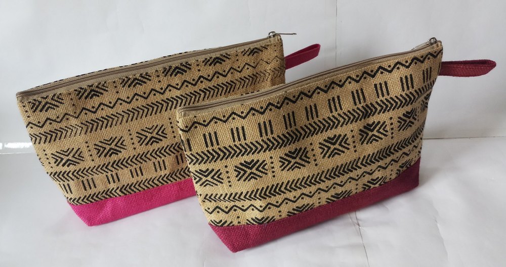 Zip Printed Jute Pouch Bag, Size: Small, Capacity: 2 kg