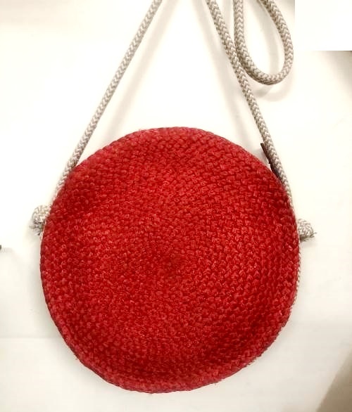 Plain Circle Red Natural Jute Bag, Capacity: 5000 Pcs, Size/Dimension: 10x10 Inch