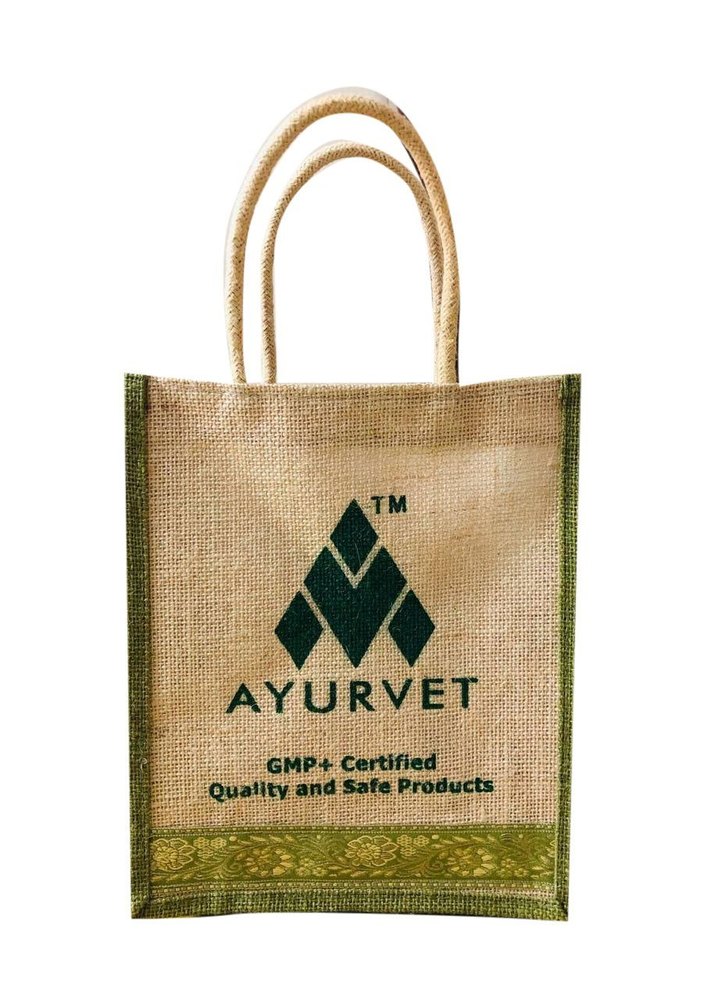 Loop Handle Zipper Printed Jute Carry Bag, Capacity: 4 Kg