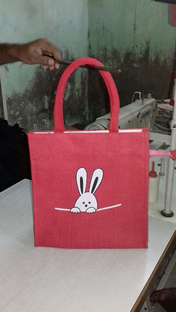 Printed Color Coated Jute Lunch Bag, For Office