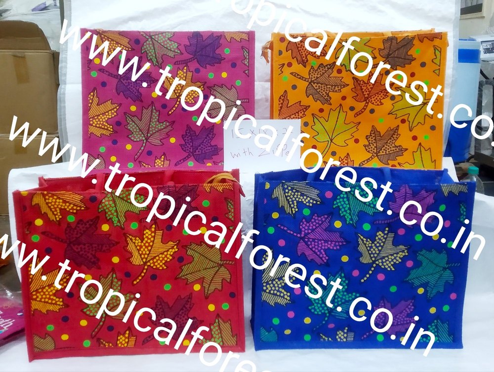 Printed Handcrafted Lunch Jute Bag, Packaging Type: Packet, Size/dimension: 15x18x7