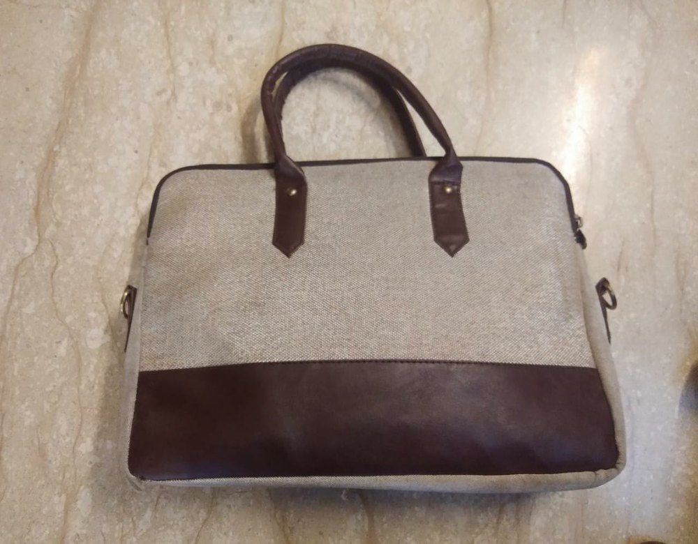 Brown Polyester Jute Conference Laptop Bag, Size/Dimension: 12*15.5