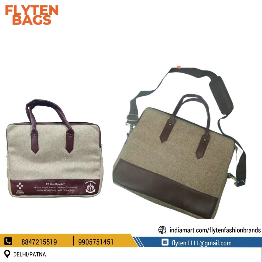 Brown Jute Office Laptop Bag, Size/Dimension: 16.5*12 Inch