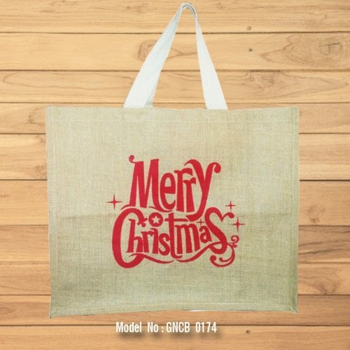 Brown One Printed Jute Shopping Bag