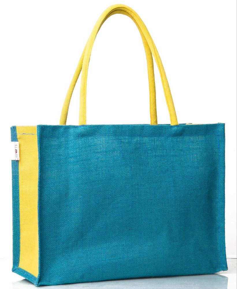 Red, Blue Jute Shopping Bag