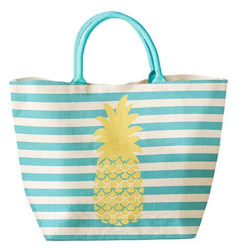 Green, Yellow And White Short Handle Printed Jute Shopping Bag