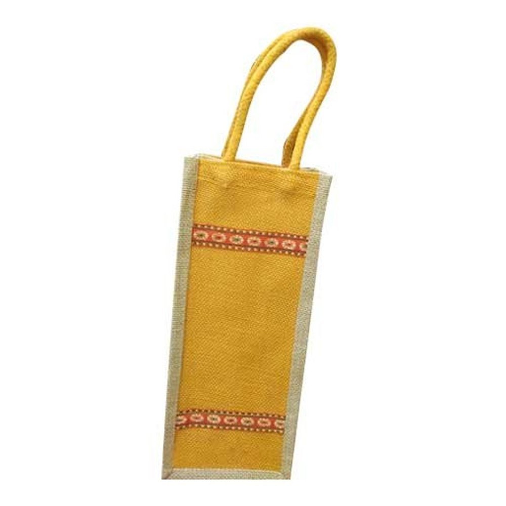Yellow Rope Handle Water Bottle Jute Bags, Size: 13 X 5 X 5 Inch