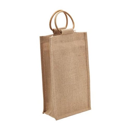 Wooden Handle Brown Jute Bottle Bag, Capacity: 1 Kg, Size/Dimension: 5*10*4