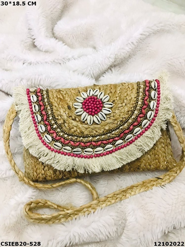Multicolor Shoulder Designer Handmade Sling Jute Cotton Handloom Bag, For Casual Wear, Size: 30*18.5 cm