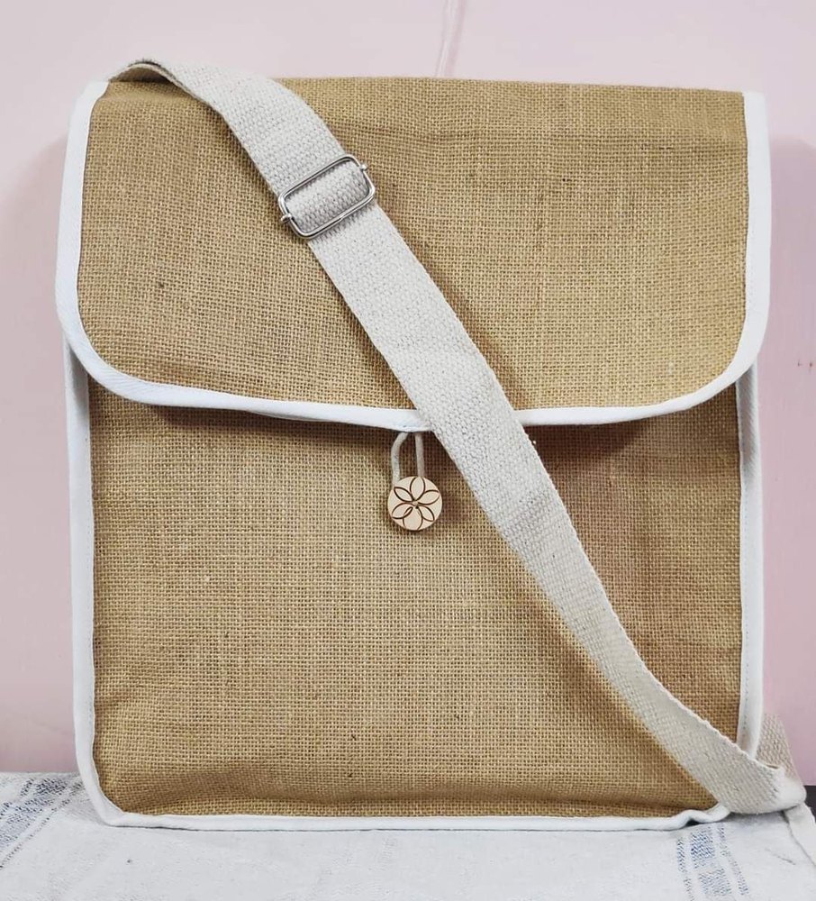 Plain Brown Sling Mini Conference Jute Bag For Office, Size: 15*14