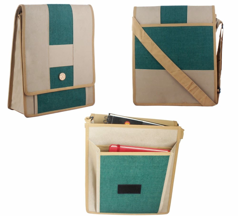 Green Plain Conference jute bag/ Jute sling bag/ designer jute bag