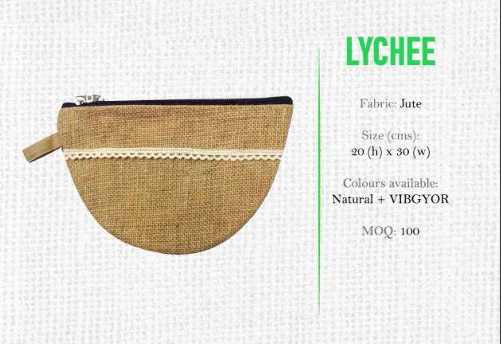 Hand Pouch Brown Plain Jute Purse, Size: 20x30 Cms