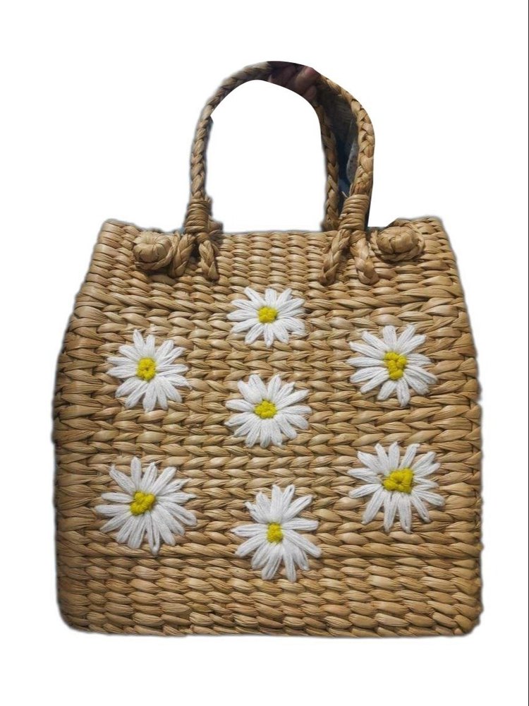 Brown Handmade Embroidery Jute Purse, Size: 12 X 8 Inch