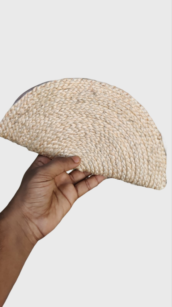 Beige Regular Ladies Jute Hand Purse, Size: 10 Inch