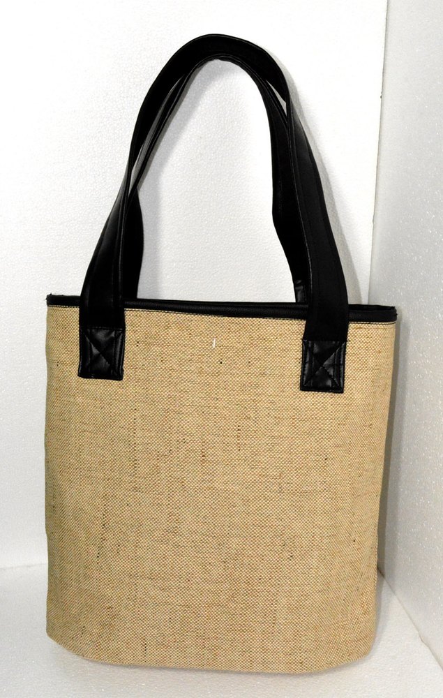 Plain Rubis Bags Jute Canvas with Rexin Handle