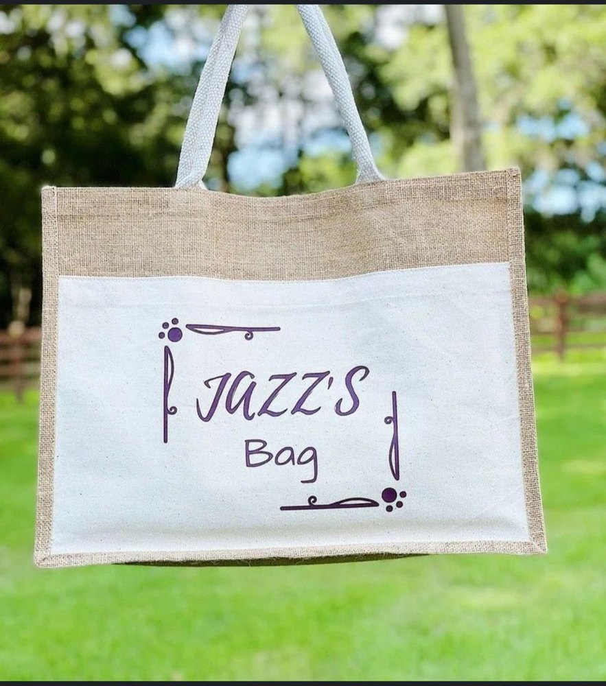 Natural Printed Jute Canvas Bag, Size: 12 X 14 X 4