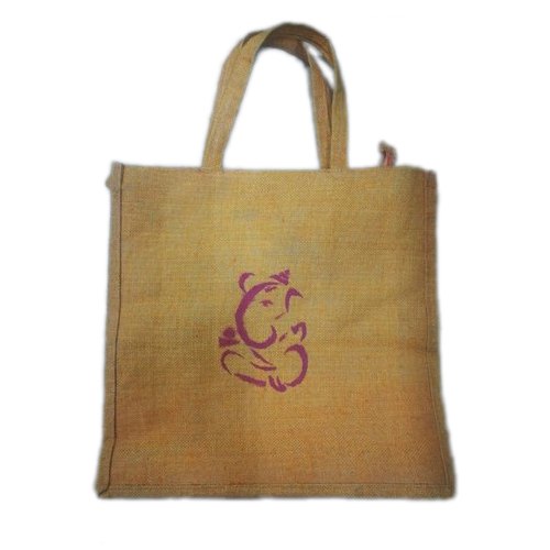 Brown Printed Laminated Jute Bag, Capacity: 7 Kg, Size: 13x14 Inch