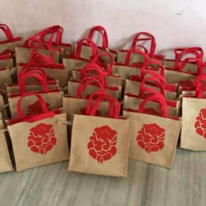 Red, Brown Jute Office Bags
