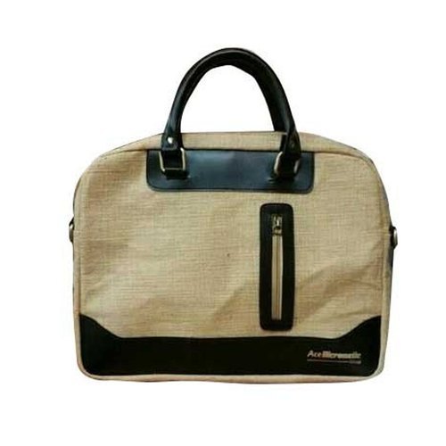 Unisex Brown And Black Plain Juco Office Bag