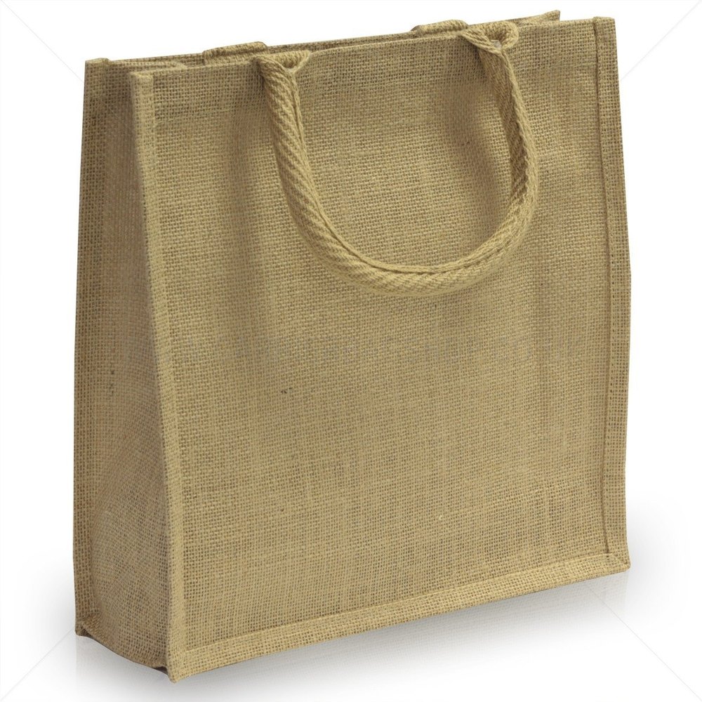 Natural Printed Jute Grocery Bag, Size: 14 X 12 X 4