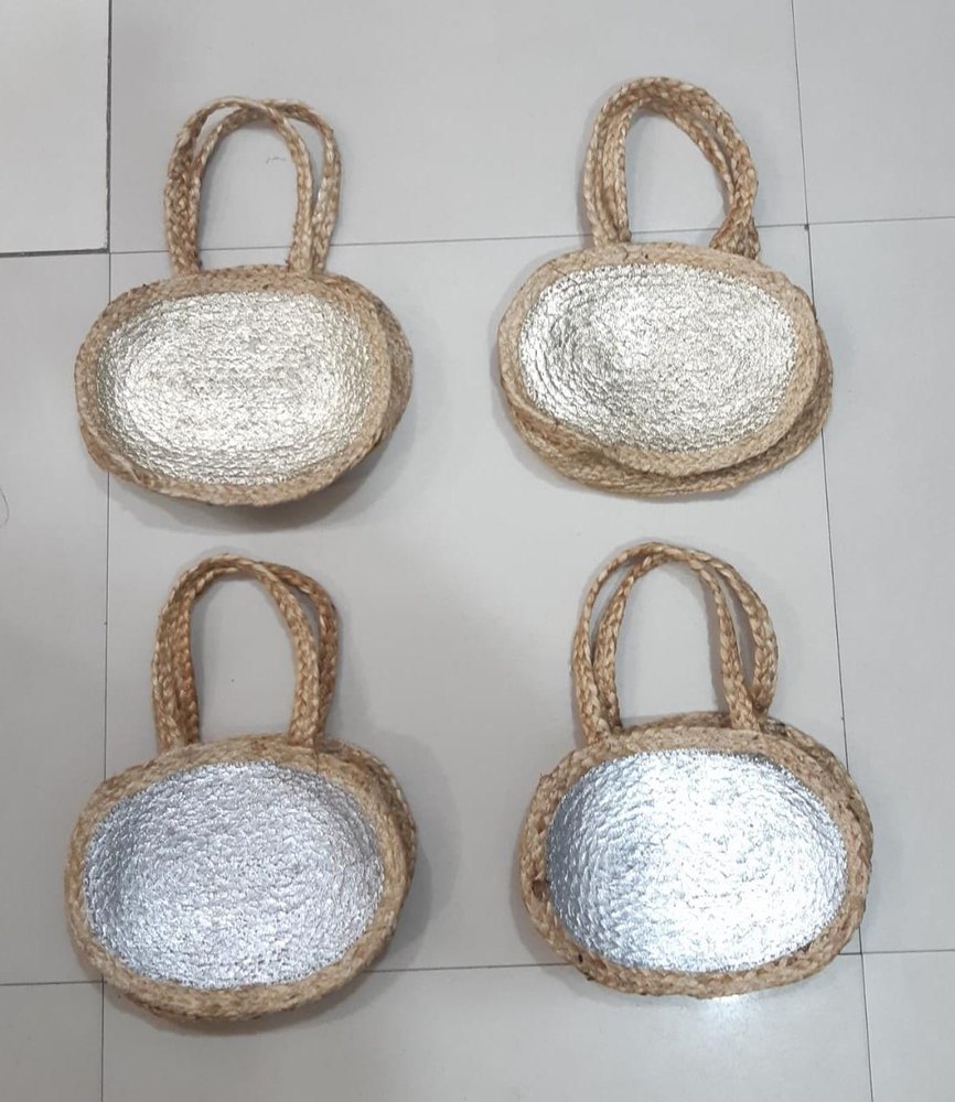 Plain Small Handle Jute Beach Bag