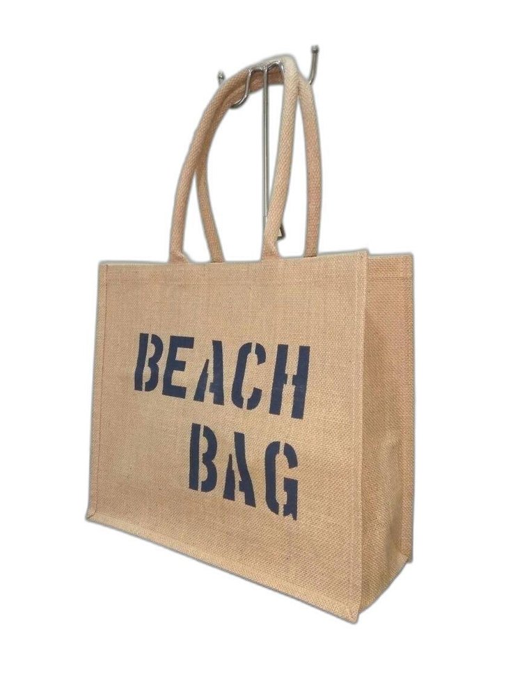 Printed Rope Handle Jute Beach Bag, Size: 10 X 10 X 2.5 Inch (w X H X L), Capacity: 2.1 Kg