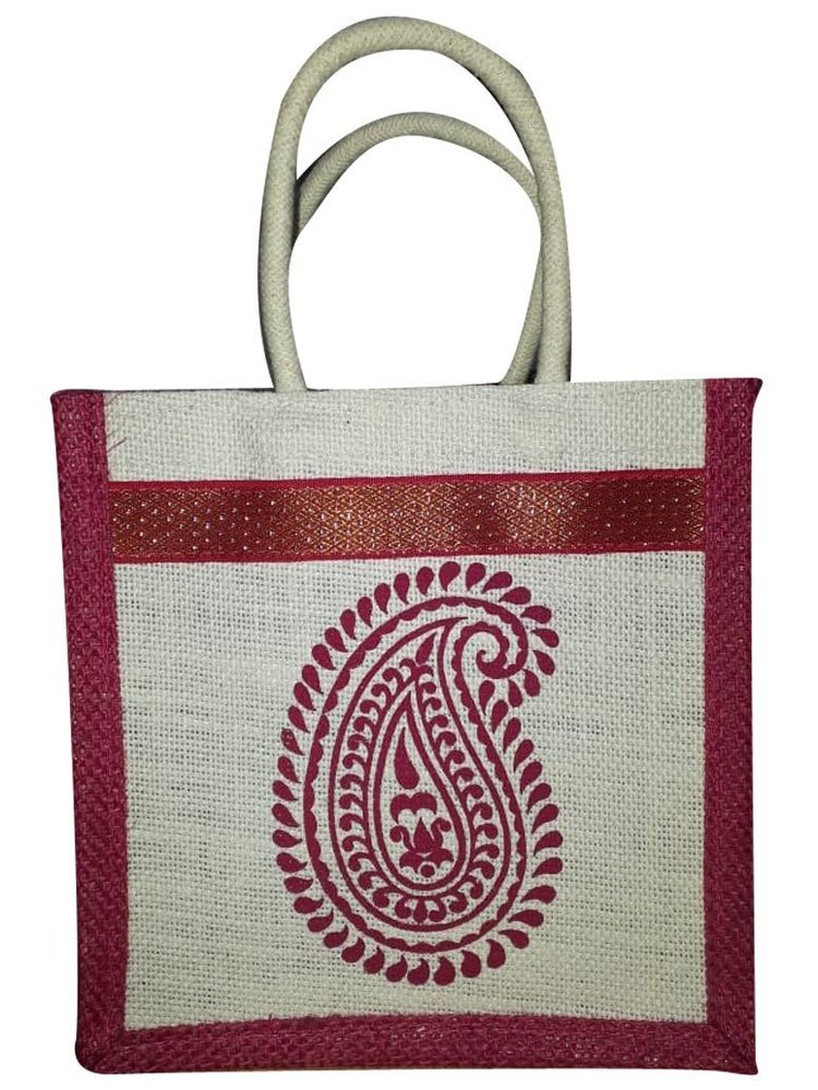 Printed Assorted Embroidered Jute Bag, Size: 12 X 5 X 10 Inch(l X W X H)