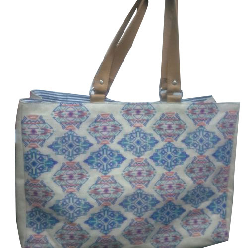 Multicolor Printed Jute Embroidered Tote Bag