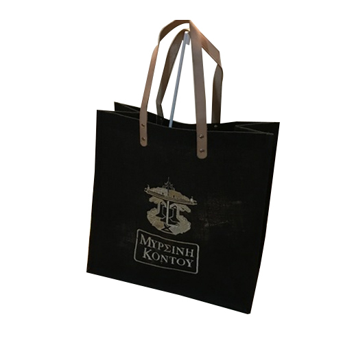 Printed Black Jute Embroidery Bag