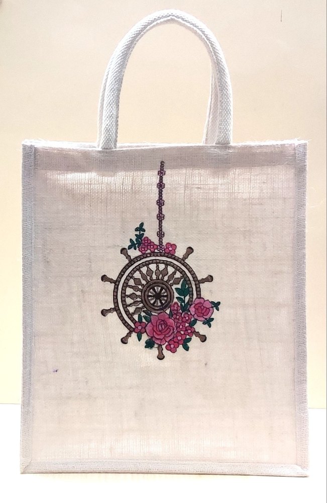 Printed Jute Embroidery Shopping Bag