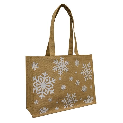 Juteberry Printed Stitched Jute Bag, Size: 16x12x5 Inch, Capacity: 3-5 Kg