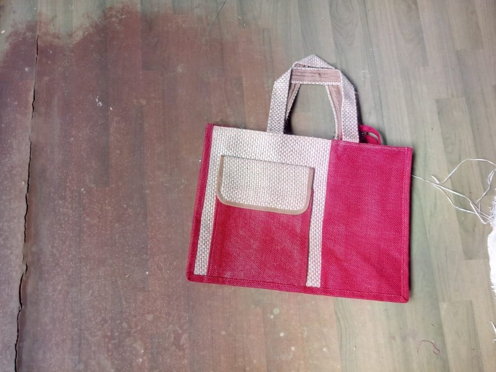 Red Plain Jute Fashion Bags