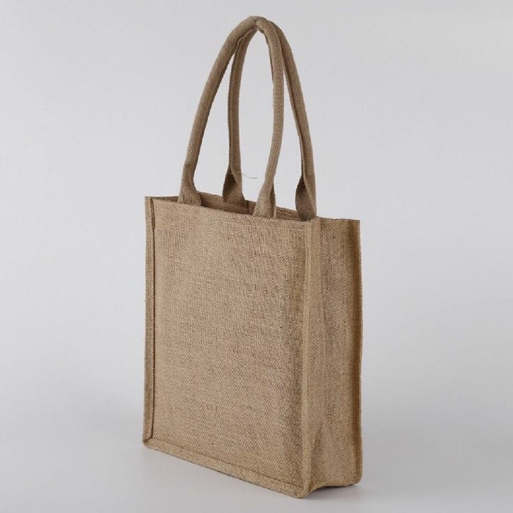 Brown Plain Jute Shoulder Bag