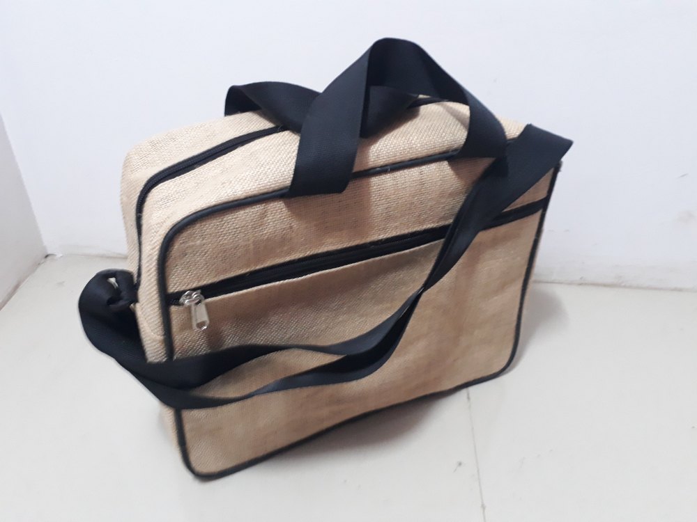 Brown Adjustable Jute Side Bag, For Office