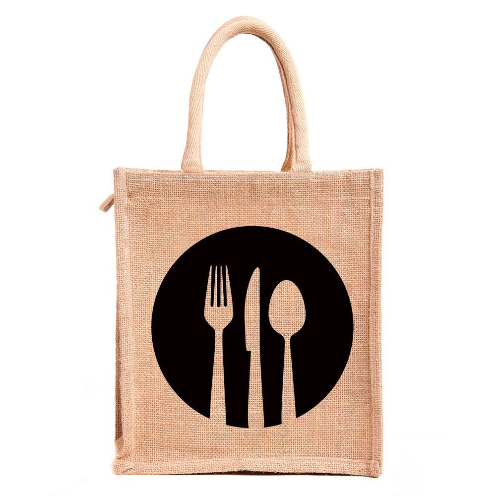 Brown Plain Jute Lunch Bag