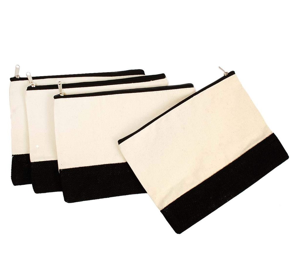 Plain Brown Canvas Jute Zipper Pouch