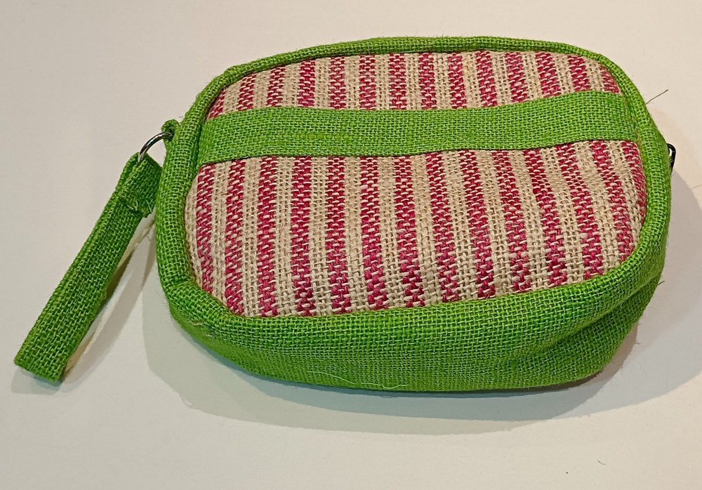 Printed Zipper Jute Ladies Cosmetic Bag, Capacity: 500g, Size/Dimension: 7x9x8 Inch (lxwxh)