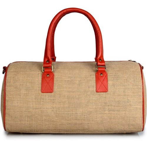 Light Brown Plain Jute Duffle Bags