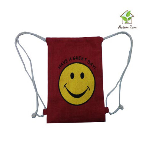 Red Colour nature care Jute Drawstring Backpack, Capacity: Drawstring Back Pack