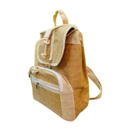 Beige College Jute Bag