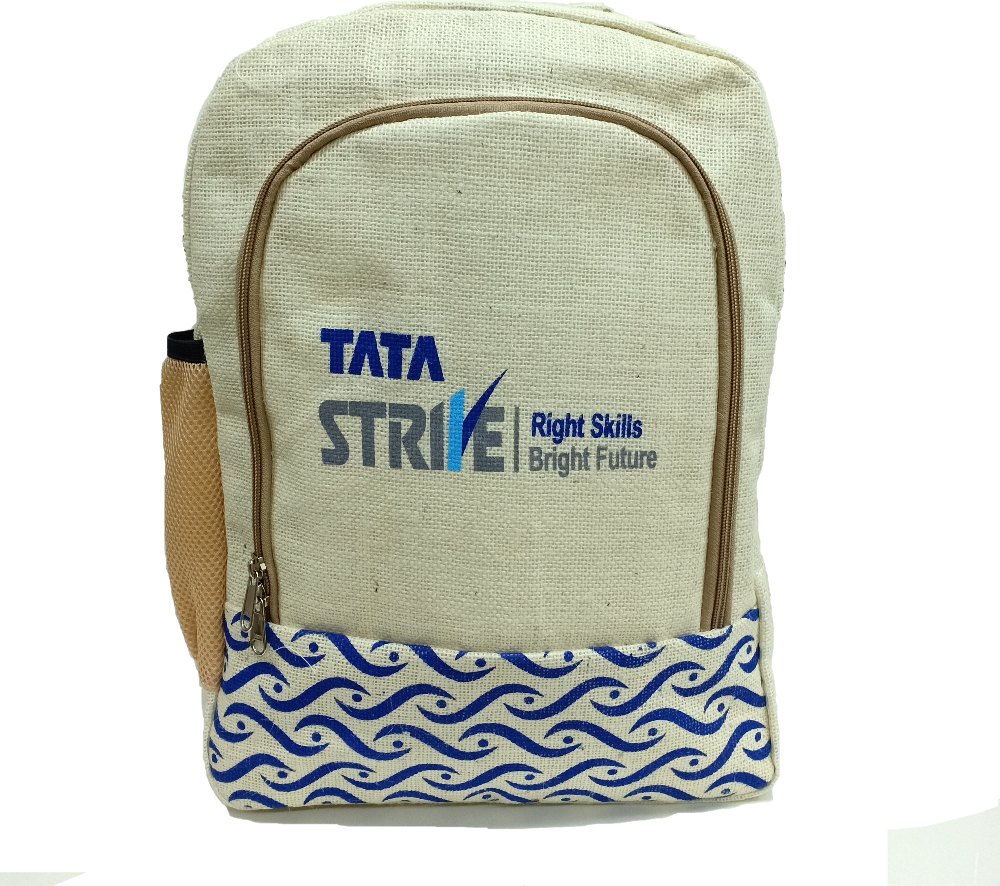 AIESCO White Jute Backpack, Size: 14 inches