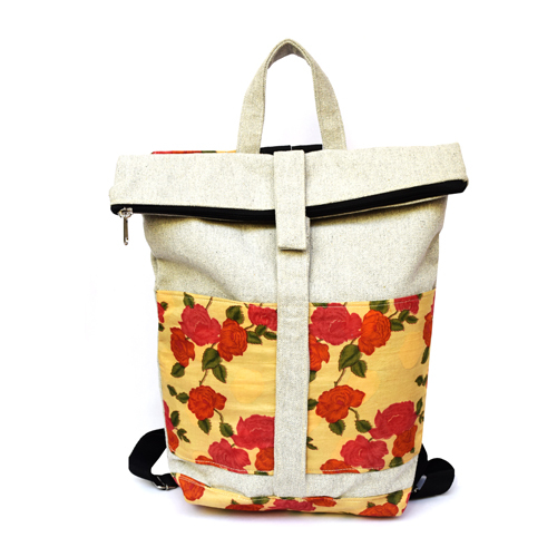 Ladies Floral Hand Printed Jute Backpack, Capacity: 2 Kg