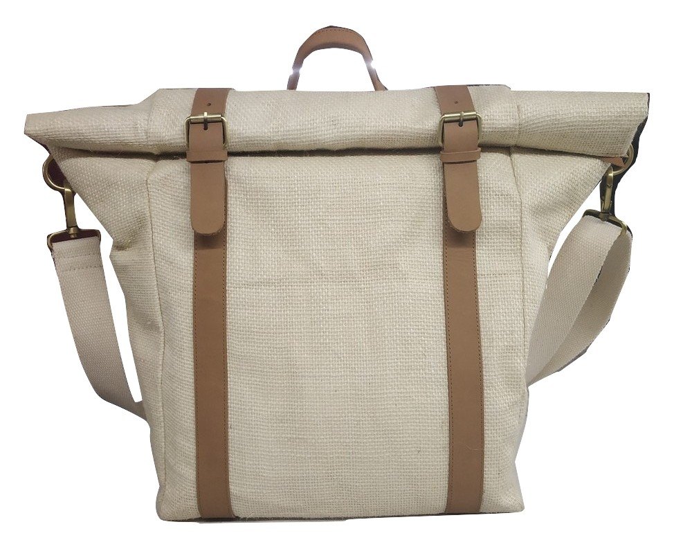 Off-White Plain Jute Backpack
