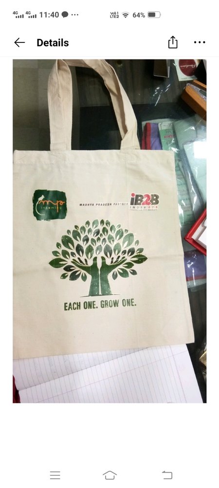Raj Packaging Handled Plain Cotton Bag, Size/Dimension: 18*16