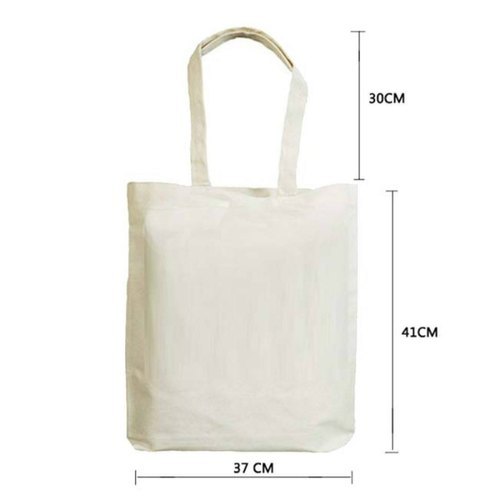 Handled Natural Cotton Shopping Bags, Capacity: 5 Kg, Size: 37 X 41 cm