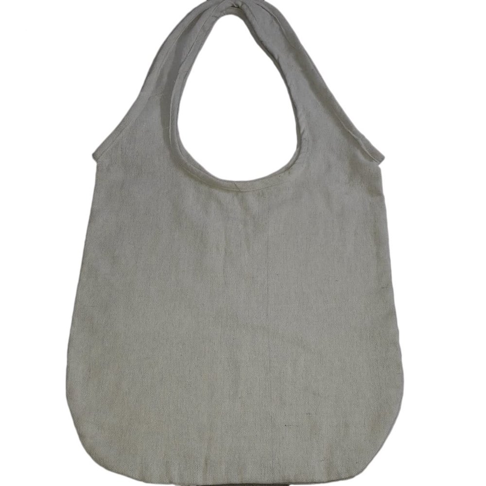 Loop Handle White Organic Cotton Jhola, Capacity: 5 Kg
