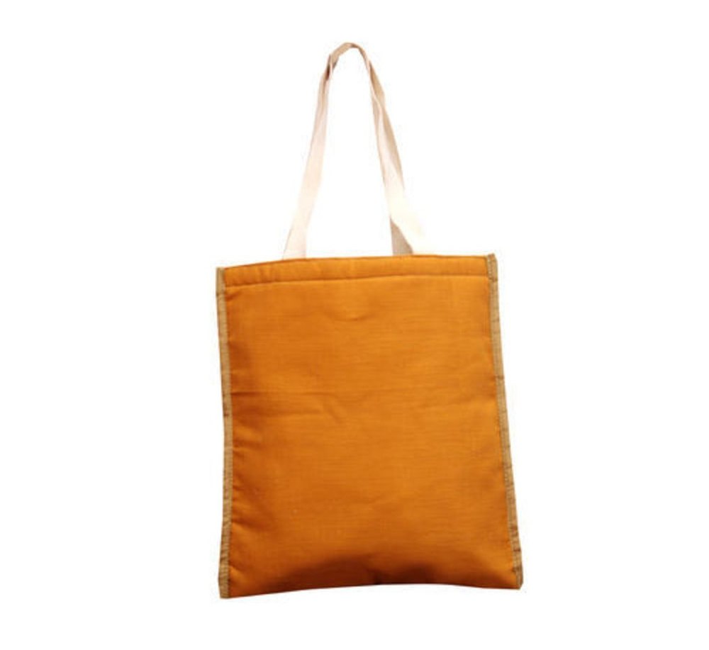 Plain Orange Loop Handle Cotton Bag, Capacity: 2 kg, Size/Dimension: W 14 X H 16 Inch